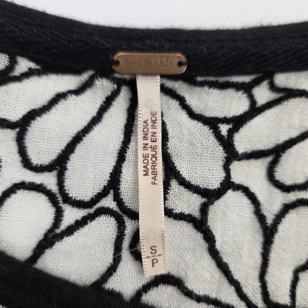 Free People Floral Embroidered Top in Black/White - Picture 8 of 10